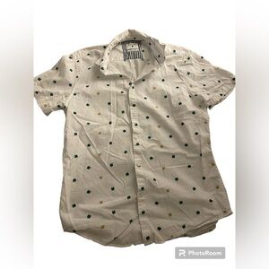 Denim and flower mens button up (medium)